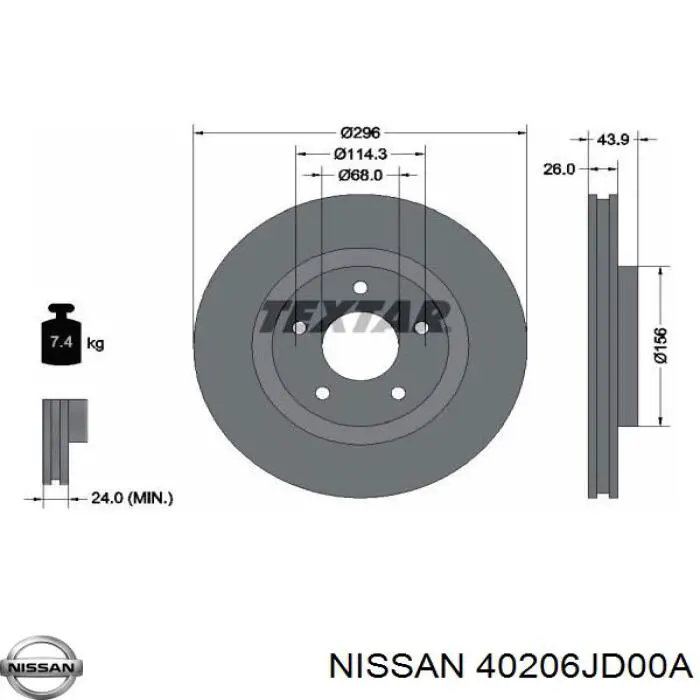 Freno de disco delantero Nissan Qashqai 2 J11