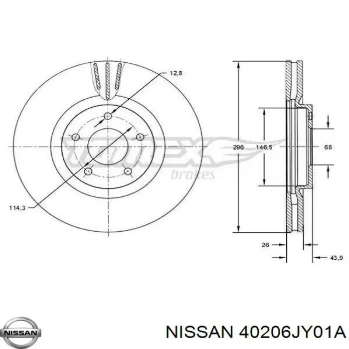 40206JY01A Nissan disco de freno delantero