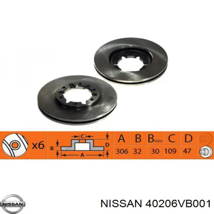 40206VB001 Nissan disco de freno delantero