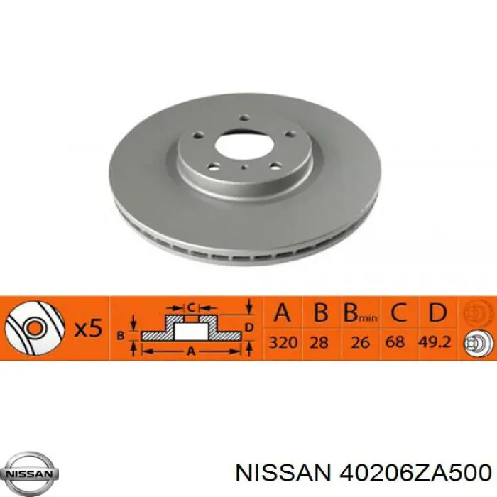 40206ZA500 Nissan disco de freno delantero