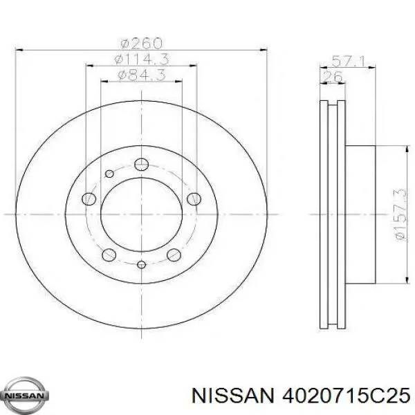 4020715C25 Nissan disco de freno delantero