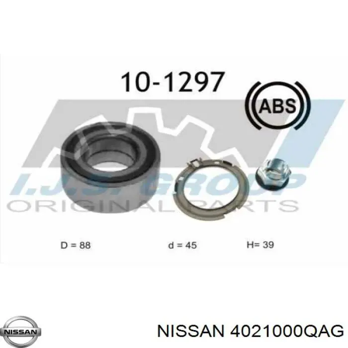 4021000QAG Nissan cojinete de rueda delantero
