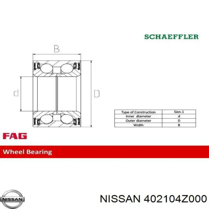 Comprar 402104Z000 Nissan/Infiniti Cojinete de rueda delantero