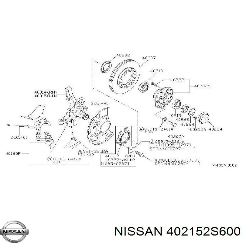 Comprar 402152S600 Nissan/Infiniti Cojinete exterior del cubo de rueda delantera
