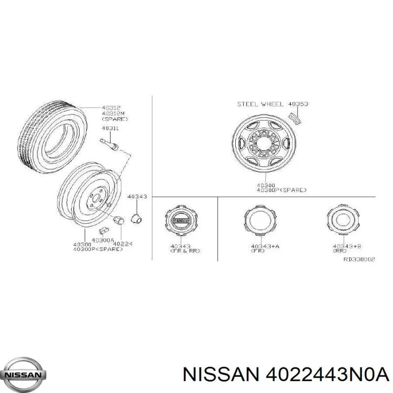 4022443N0A Nissan tuerca de rueda