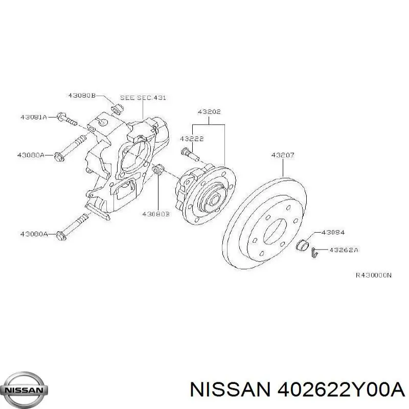 402622Y00A Nissan/Infiniti Tuerca del cubo de rueda trasera
