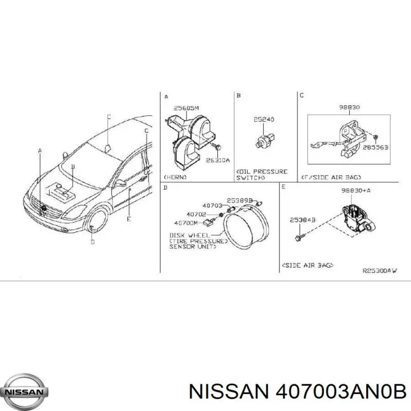 Sensor de presión de ruedas para Nissan Pathfinder (R51M)