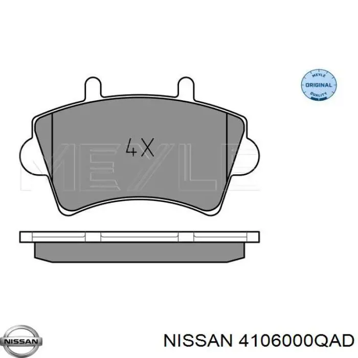 4106000QAD Nissan/Infiniti pastillas de freno delanteras