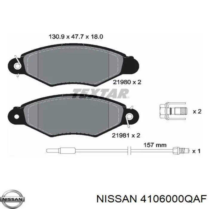 4106000QAF Nissan pastillas de freno delanteras