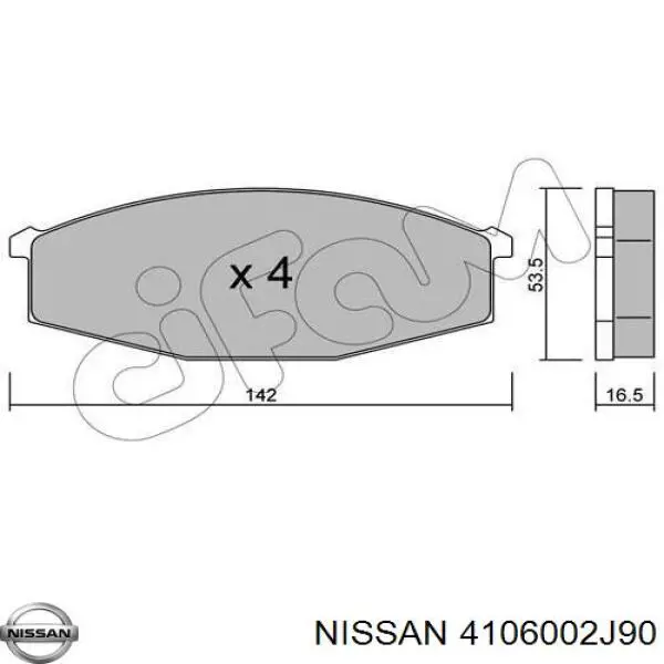 4106002J90 Nissan pastillas de freno delanteras