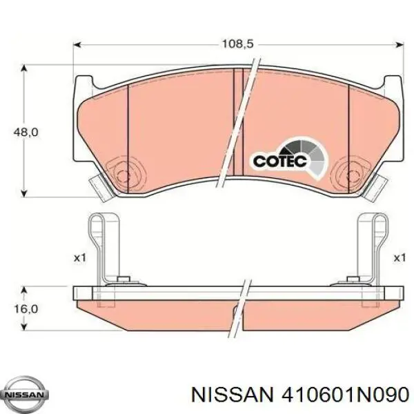 410601N090 Nissan pastillas de freno delanteras