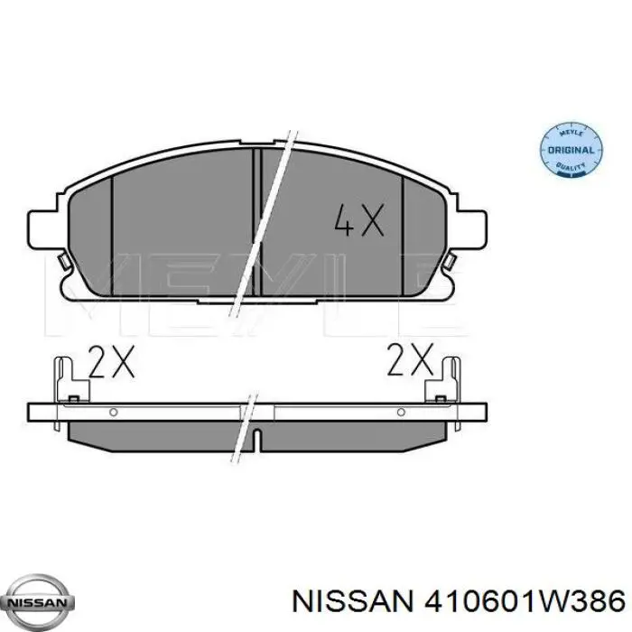 410601W386 Nissan pastillas de freno delanteras
