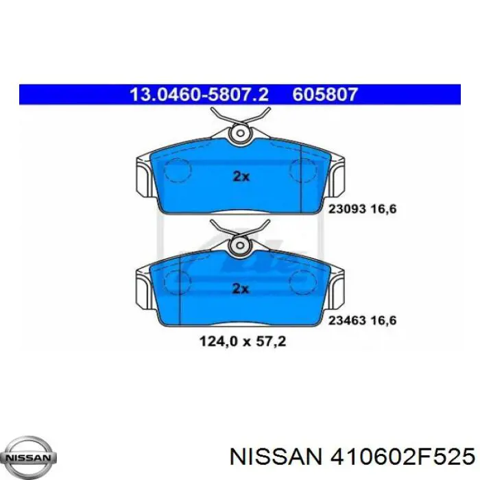 410602F525 Nissan pastillas de freno delanteras