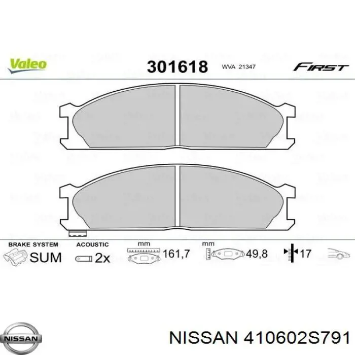 410602S791 Nissan pastillas de freno delanteras