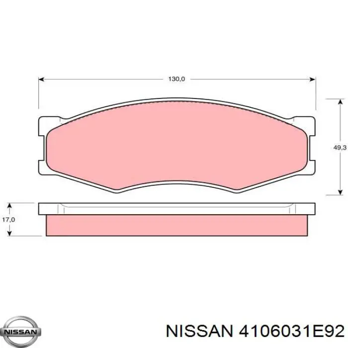 4106031E92 Nissan pastillas de freno delanteras