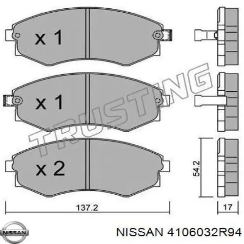 4106032R94 Nissan pastillas de freno delanteras