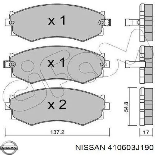 410603J190 Nissan pastillas de freno delanteras
