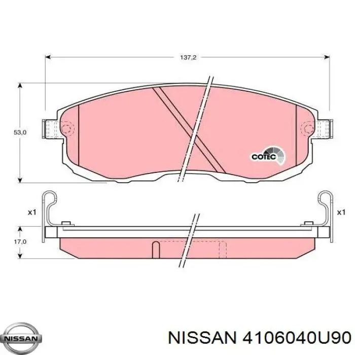 4106040U90 Nissan pastillas de freno delanteras