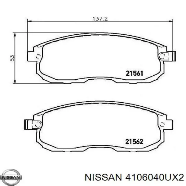 4106040UX2 Nissan pastillas de freno delanteras