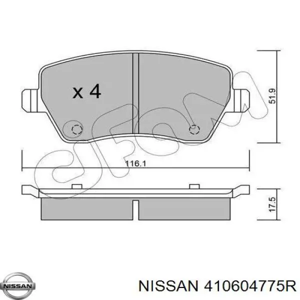 410604775R Nissan pastillas de freno delanteras