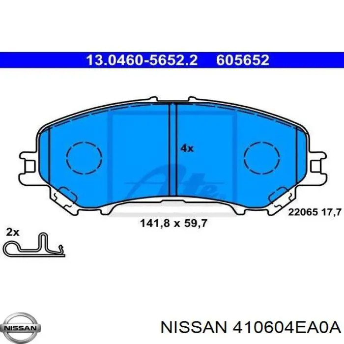 410604EA0A Nissan pastillas de freno delanteras