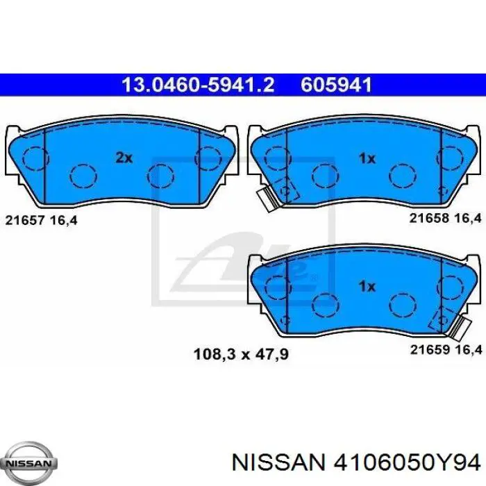 4106050Y94 Nissan pastillas de freno delanteras