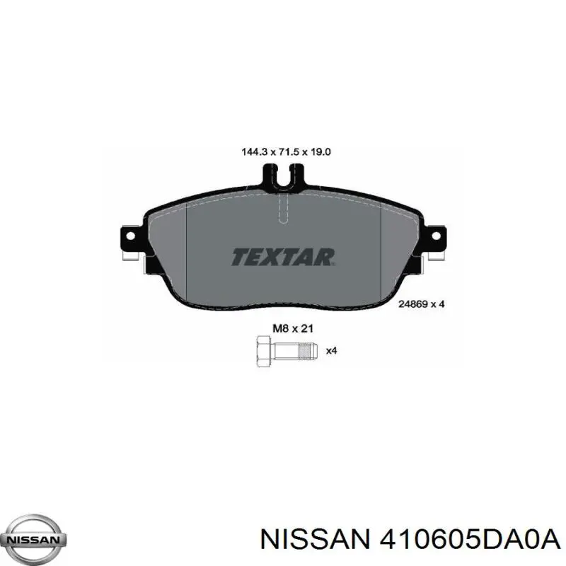 410605DA0A Nissan pastillas de freno delanteras