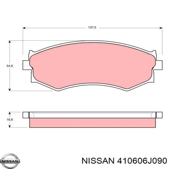 410606J090 Nissan pastillas de freno delanteras
