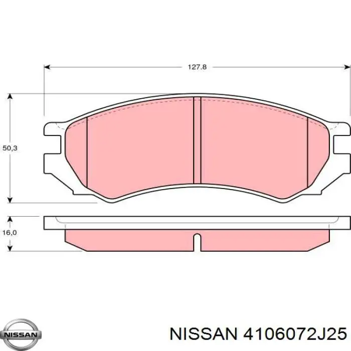 4106072J25 Nissan pastillas de freno delanteras