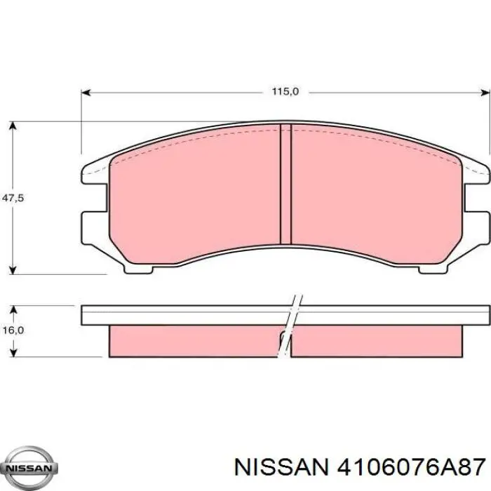 4106076A87 Nissan pastillas de freno delanteras