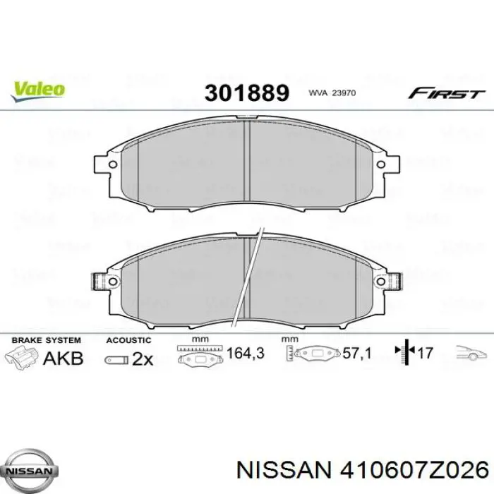 Pastillas de freno 410607Z026 Nissan/Infiniti
