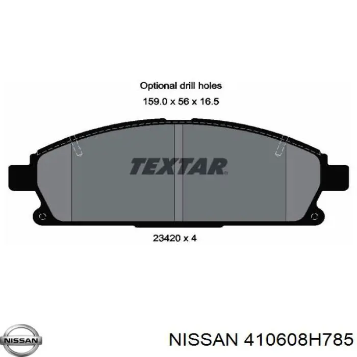 410608H785 Nissan pastillas de freno delanteras