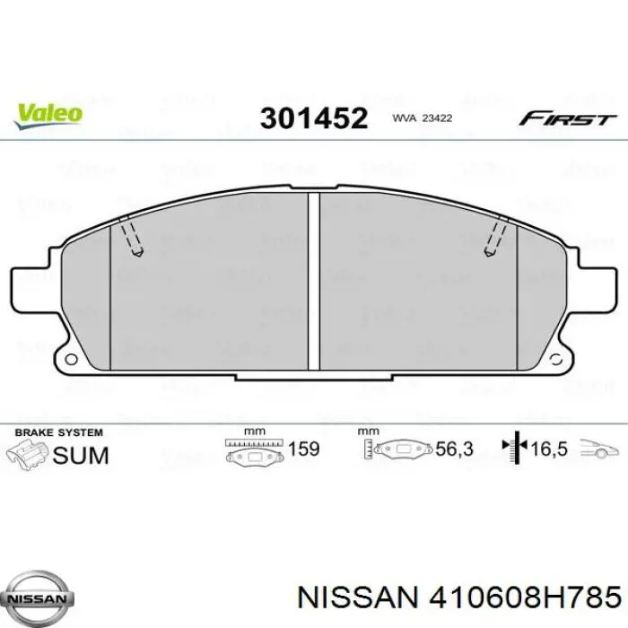 Pastillas freno delanteras Nissan/Infiniti 410608H785 precio, desde 25,75 EUR