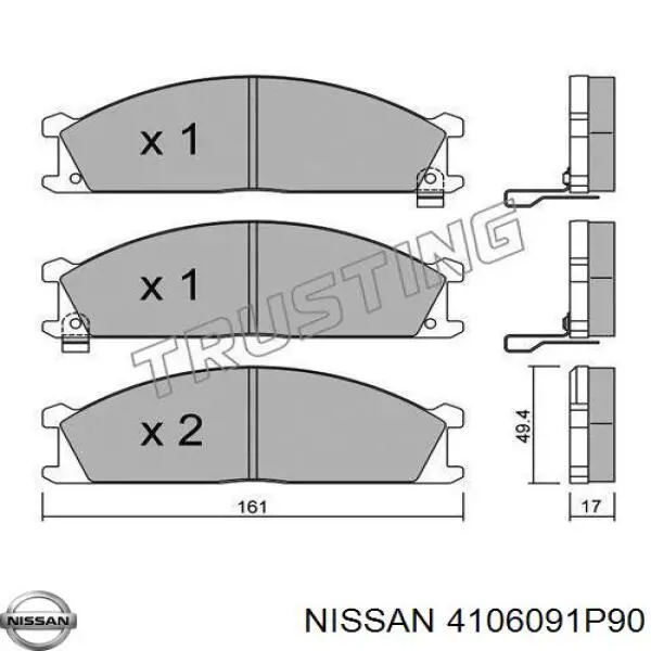 4106091P90 Nissan pastillas de freno delanteras