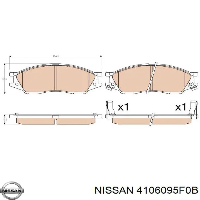Comprar 4106095F0B Nissan/Infiniti Pastillas delanteras de freno