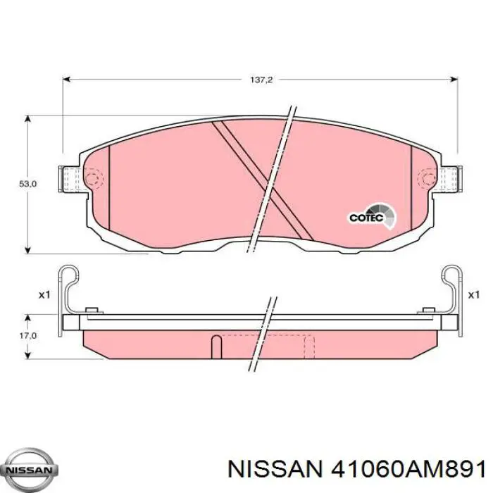 41060AM891 Nissan pastillas de freno delanteras