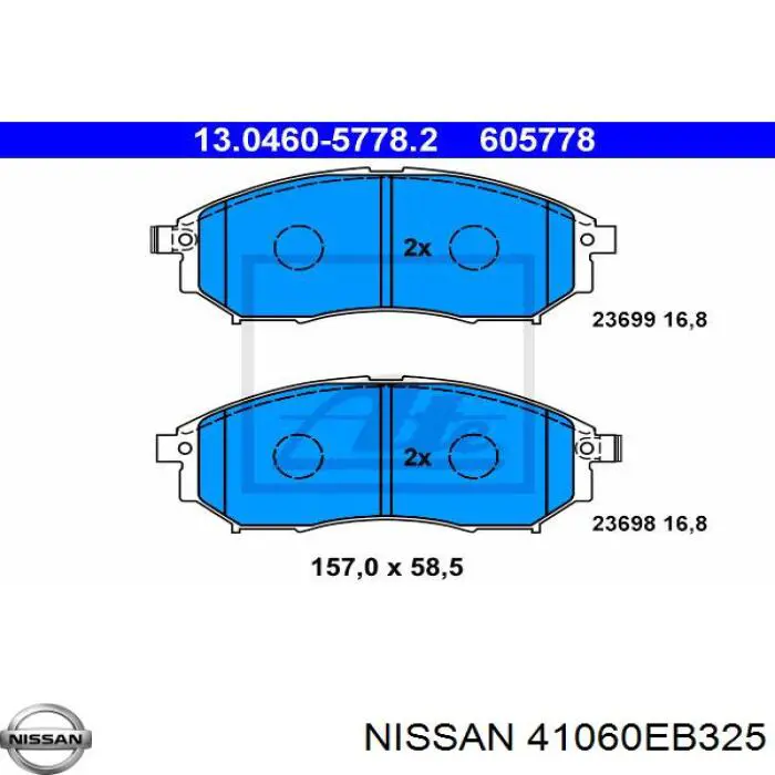 41060EB325 Nissan pastillas de freno delanteras