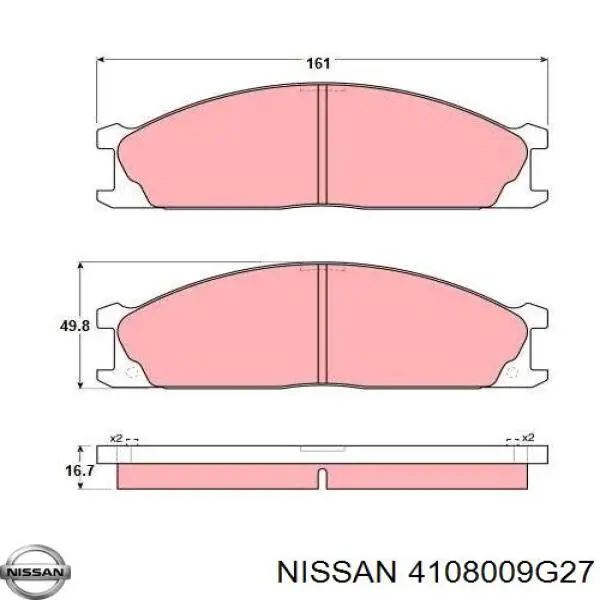 4108009G27 Nissan pastillas de freno delanteras