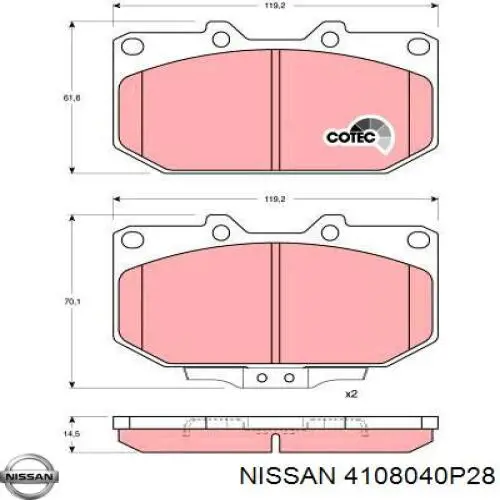 4108040P28 Nissan pastillas de freno delanteras