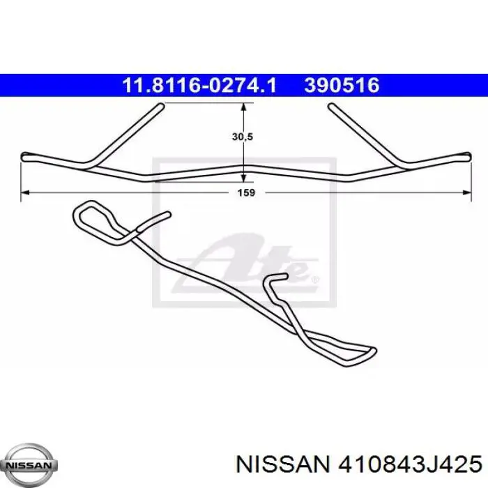 410843J425 Nissan conjunto de muelles almohadilla discos delanteros