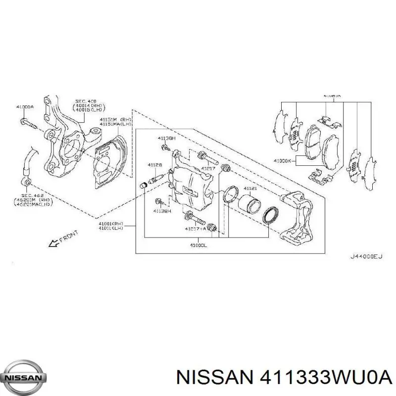 Guía de la pinza delantera para Nissan X-Trail (T31)