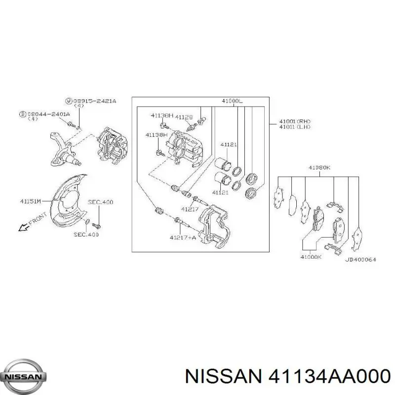 Pasador guía inferior de la pinza de freno delantera Nissan/Infiniti 41134AA000 precio, desde 9,00 EUR