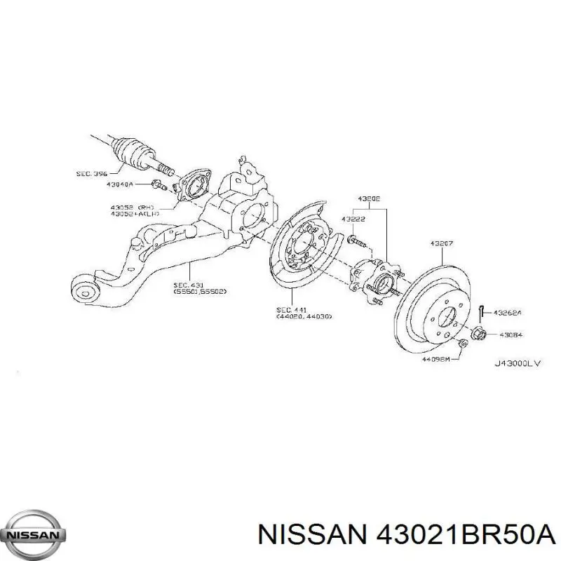 Comprar 43021EN100 Nissan/Infiniti Mangueta trasera derecha