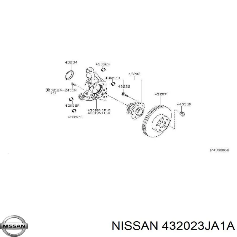 432023JA1A Nissan cubo de rueda trasero