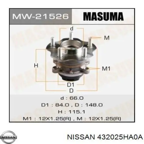 Comprar 432025HA0A Nissan/Infiniti Cubo de rueda, Eje trasero