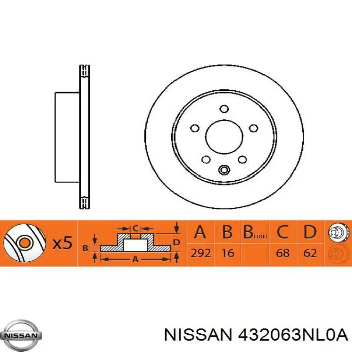 Disco de freno trasero Nissan/Infiniti 432063NL0A precio, desde 36,80 EUR