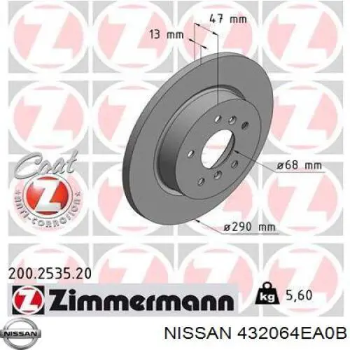 Disco de freno trasero Nissan/Infiniti 432064EA0B precio, desde 49,69 EUR