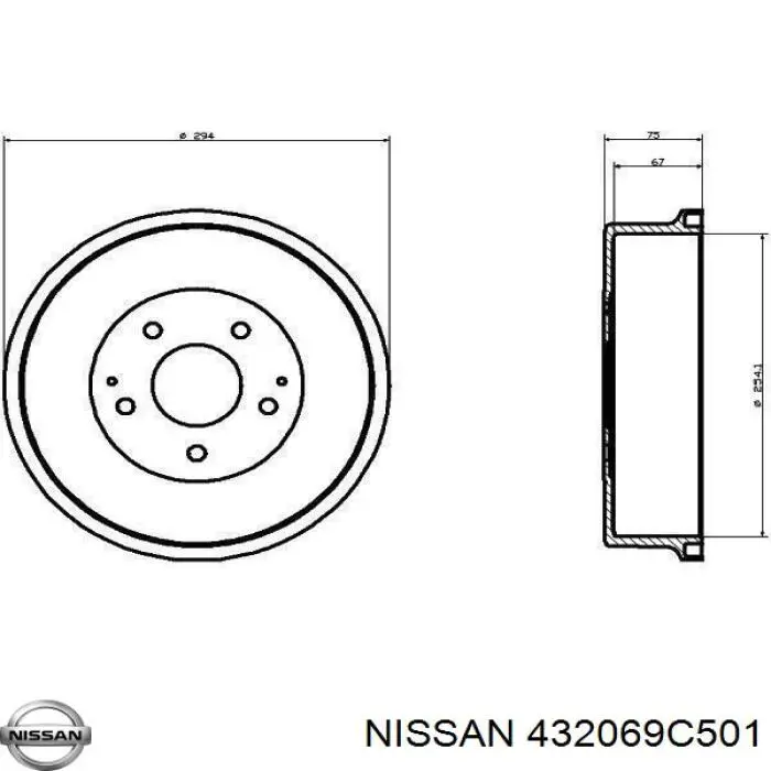 Tambor de freno trasero 432069C000 Nissan/Infiniti