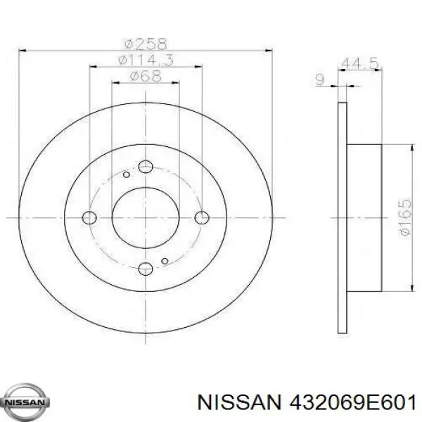 432069E601 Nissan amortiguador trasero