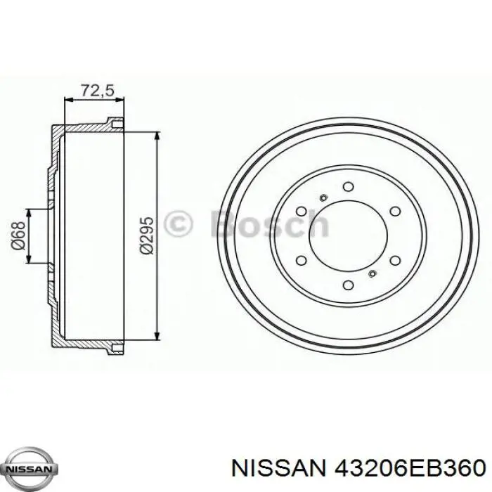 Tambor de freno trasero Nissan/Infiniti 43206EB360 precio, desde 79,61 EUR